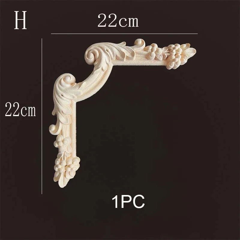 Natural Wood Corner Onlay Moldling European Style Home Decor Background Wall Applique Carved Figurine Living Room Decoration