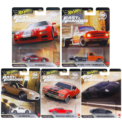 Hot Wheels PREMIUM Fast & Furious 25th Anniversary 2026 HNW46 Mazda RX-7 Lamborghini Chevrolet Honda 1:64 Car Model Toy Gift