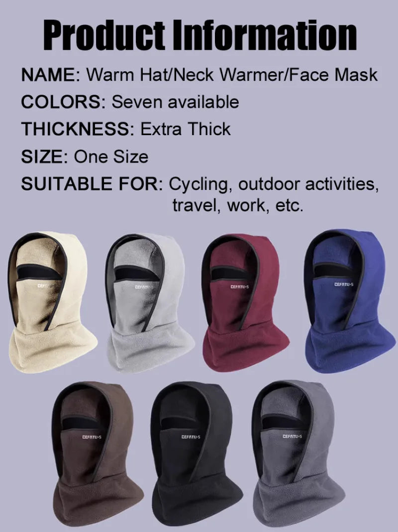 Windproof Cold-Proof Outdoor Mask, Winter 2-in-1 Hat & Neck Warmer,Ski Cycling Sports Balaclava,Soft Warm Breathable,for