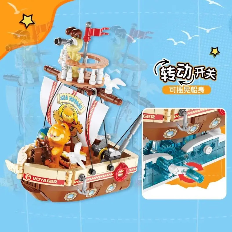 Garfield Around The World Series Assembled Building Blocks Cartoon Ornaments Puzzle Children's Construction Collection Toys Gift
