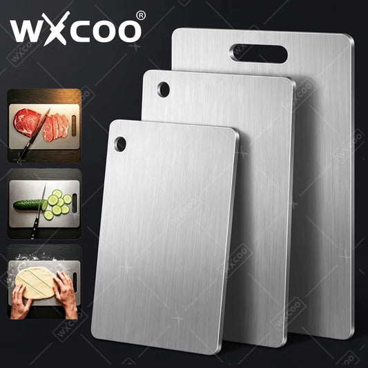 WXCOO Double Sided Chopping Board Stainless Steel Thickened Kneading Dough Board Kitchen Household Fruit Cutting Block