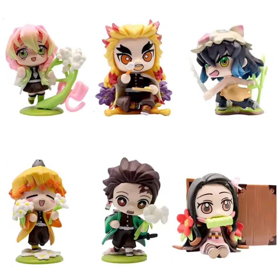 Hot Demon Slayer Tanjiro Kamado Nezuko anime cartoon figure blind box creative personalized statue model ornament surprise gift