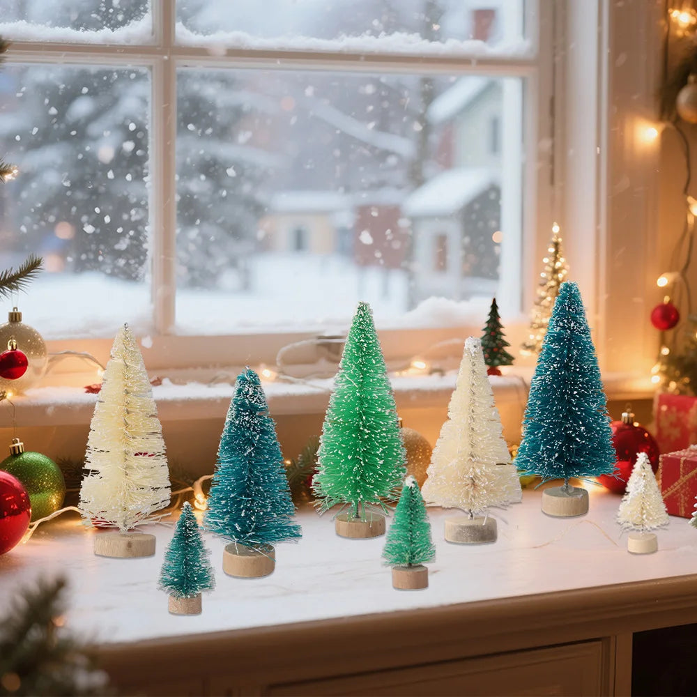 Mini Artificial Pine Christmas Tree 3.5-8.5 CM Tabletop Display Xmas Holiday Home Party Holiday Ornament Favor Table Decoration