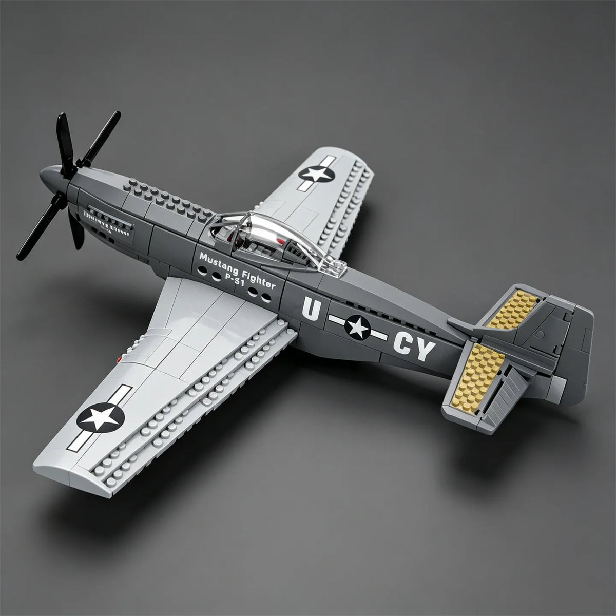 U.S. P-51 Mustang Propeller-Driven Fighter Plane Building Blocks: Bomber Model Educational Toy