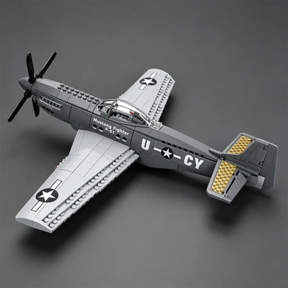 U.S. P-51 Mustang Propeller-Driven Fighter Plane Building Blocks: Bomber Model Educational Toy