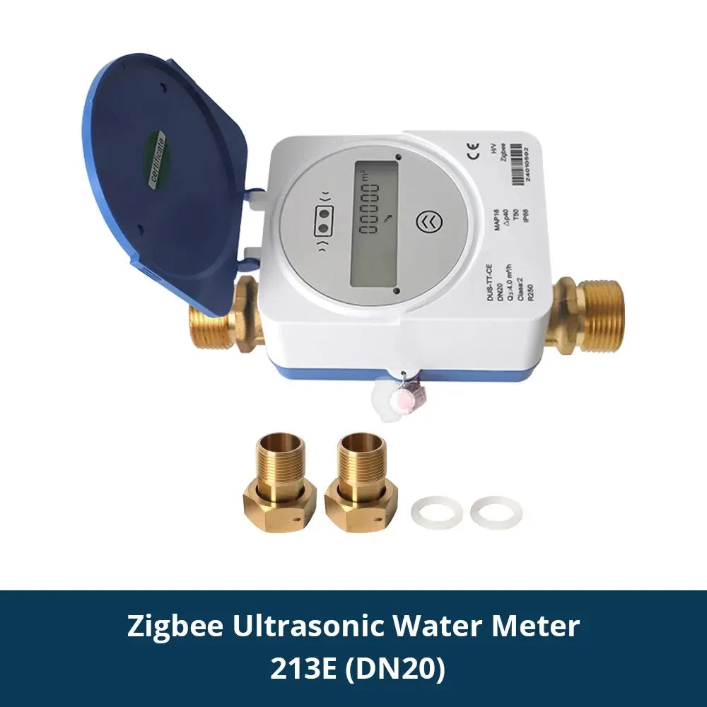 Zemismart Zigbee Smart Ultrasonic Water Meter Works with Tuya Home Assistant LCD Display Water Quantity Flow Consumption Measure