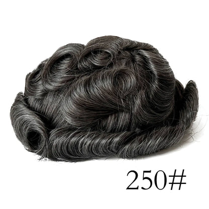 0.08mm Thickness PU Poly Base Double Knotted Toupee Human Hair Durable Time Long Lifespan Men's Capillary Prothesis