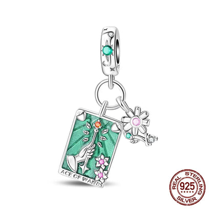 100% 925 Sterling Silver Tarot Collection Pendant DIY Hourglass Beads Fit Pandach Original Bracelet Women Jewelry Birthday Gift