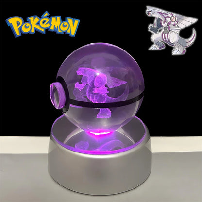 Pokemon 3D Crystal POKE BALL Figure Toys Snivy Dragonair Blastoise Venusaur Milotic Raichu Night Light LED Lamp Base Model Dolls