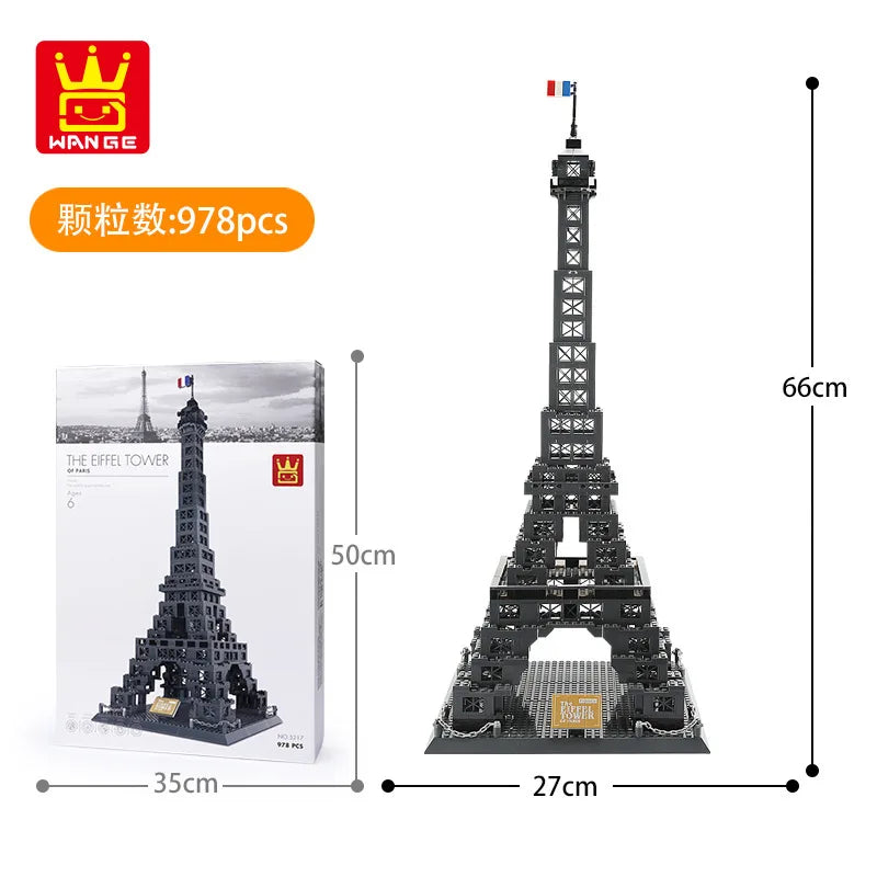 WANGE City Architecture Sydney Opera Santorini Building Blocks Chamartin Stadium Mosque Assembled Model Collection Toys For Gift