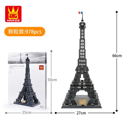 WANGE City Architecture Sydney Opera Santorini Building Blocks Chamartin Stadium Mosque Assembled Model Collection Toys For Gift