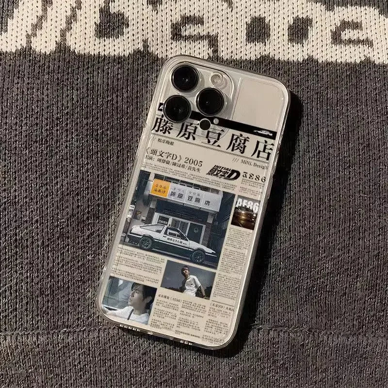 INS Hot Initial D JDM AE86 Phone Case For iPhone 17 16 15 11 12 14 13 Pro Max Mini X XS XR 7 8 Plus Air SE4 17E Silica Covers
