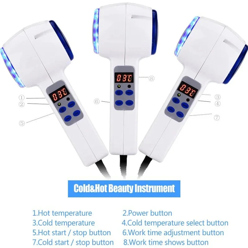 Hot and Cold Hammer Face Massager with Blue Light Therapy Skin Tightening Lifting Anti-Wrinkle Beauty Device