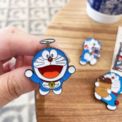 4pcs Doraemon Cartoon Metal Brooches Peripheral Lapel Pins Backpack Bag Clothing Decoration Fashion Brooches Kids Birthday Gift