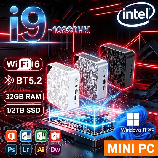 Multi-purpose Mini PC Portable Mini PC Intel Core i9 10980HK 16GB RAM 1TB 2048GB SSD Gaming Computer WiFi6 Desktop PC
