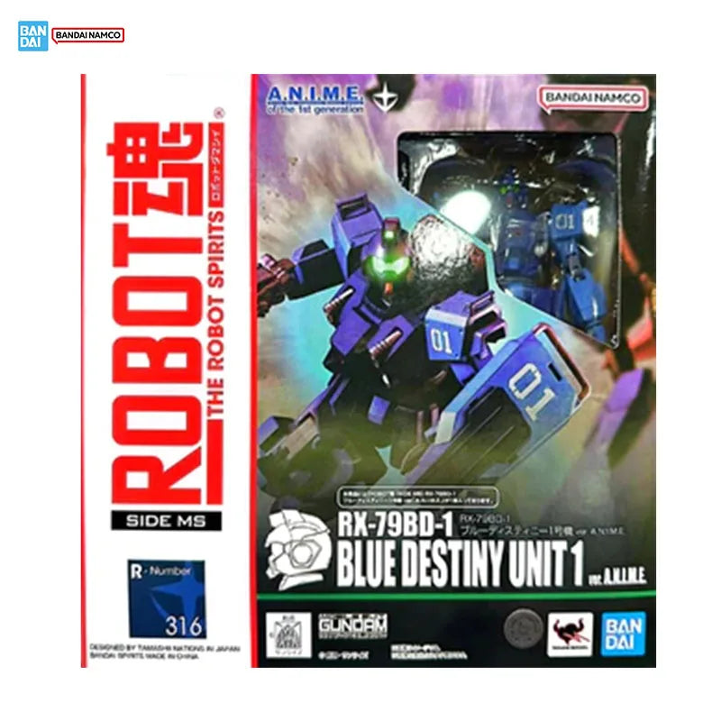 Bandai Gundam Model Kit Genuine Robot Spirits Blue Destiny Unit 1 Anime Action Figure Collection Finished Model Boys Toys Gifts