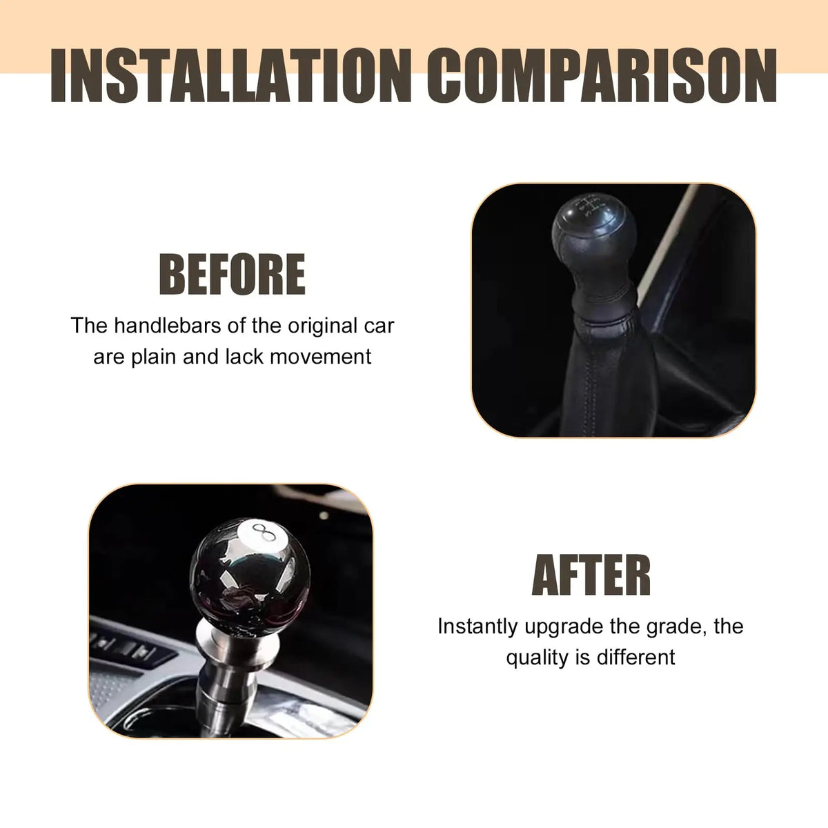 Universal Black 8 Ball Manual Gear Shift Knob Acrylic Billiards Shifter Lever Head with 3 Adapters for Car Auto Styling Acc