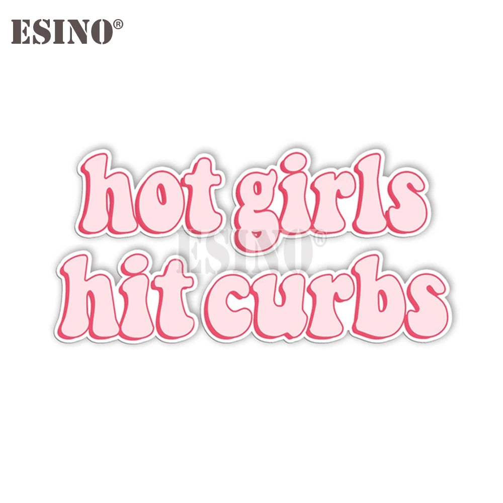 Car Styling Funny Hot Girls Hit Curbs PVC Adhesive Decal Cartoon Waterproof Car Body Sticker Pattern Vinyl