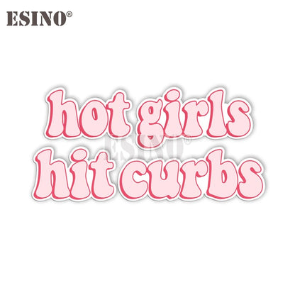 Car Styling Funny Hot Girls Hit Curbs PVC Adhesive Decal Cartoon Waterproof Car Body Sticker Pattern Vinyl