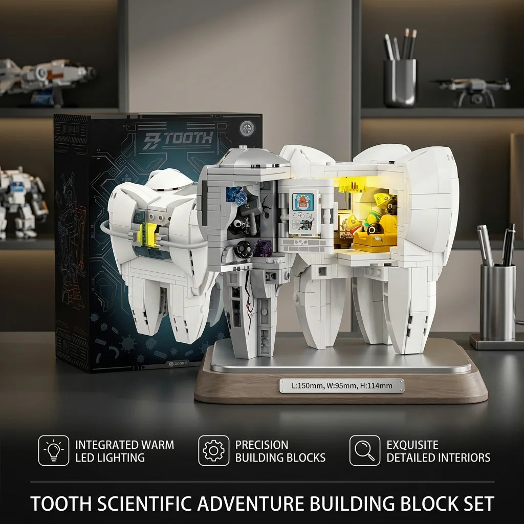 Creative Expert Mechanical Tooth Building Blocks Set Oral Structu Model Brick LED Educational Assembly Toy for Kid Birthday Gift