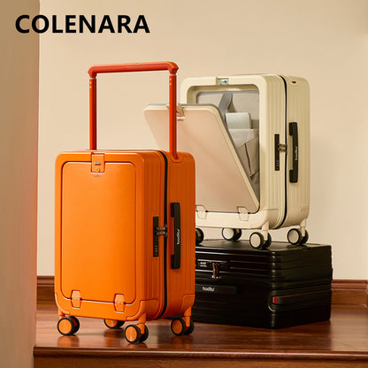COLENARA Luggage New 20 Inch Women's Boarding Case Front Opening Laptop Trolley Case 24"26" Student Carry on Travel Suitcase