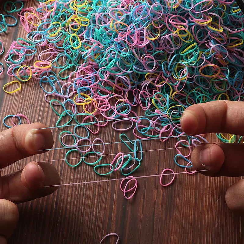 2000Pcs/bag Popular Children's Rubber Band Small Disposable Small Leather Case Tied Headrope Girls Hair Accessories