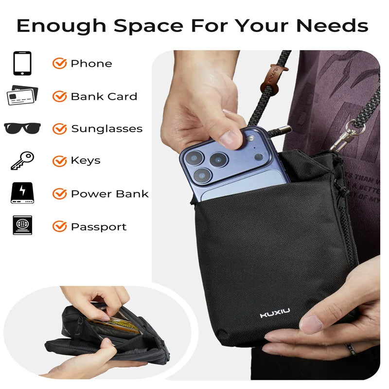 KUXIU Nylon Waterproof Phone Purse,Small Crossbody Bag for Travel Bag,ARFID Anti-Theft Card Slots,Multifunctional Cell Phone