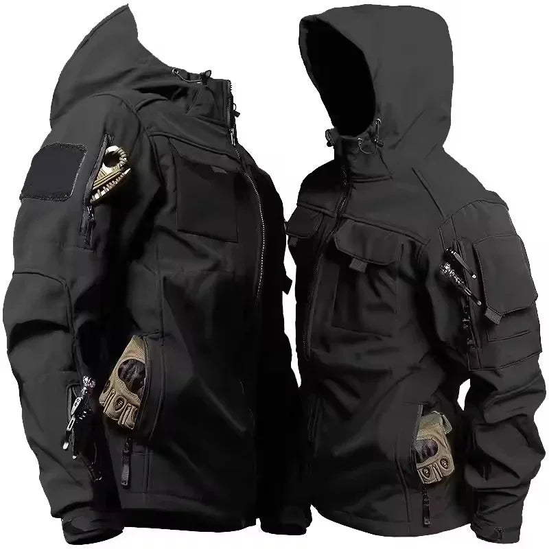 New Autumn WinterTactical Jackets Men Military Soft Shell Waterproof Windproof Hooded Jacket Outdoor Functional Multi-pockets