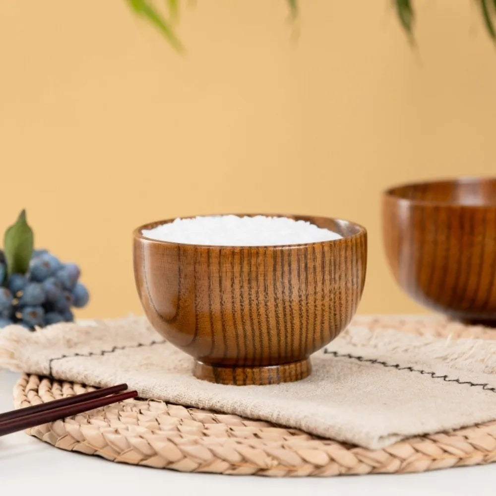New Japanese Style Wooden Bowls Handmade Crafts Soup Bowls Food Containers Household Wooden Utensils Tableware