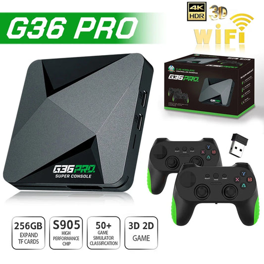 Super G36 Pro Game Console 256G 120000+ Retro Video Game Box Dual Wireless Controller TV Plug Play Arcade Home Gaming Console