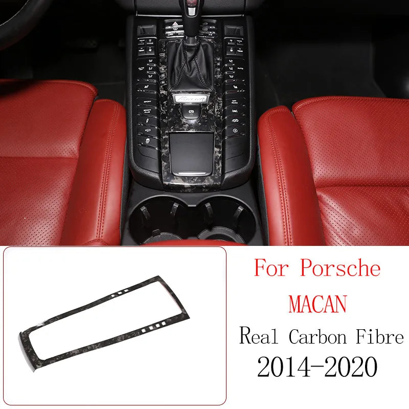 Real Carbon Fiber For Porsche Macan 2014-2020 Inner Door Central Control Gear Panel Cover Door Sill Trim Stickers Accessories