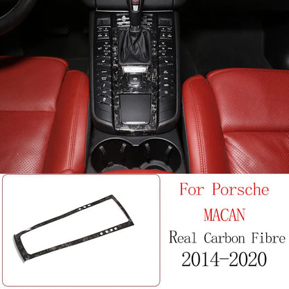 Real Carbon Fiber For Porsche Macan 2014-2020 Inner Door Central Control Gear Panel Cover Door Sill Trim Stickers Accessories