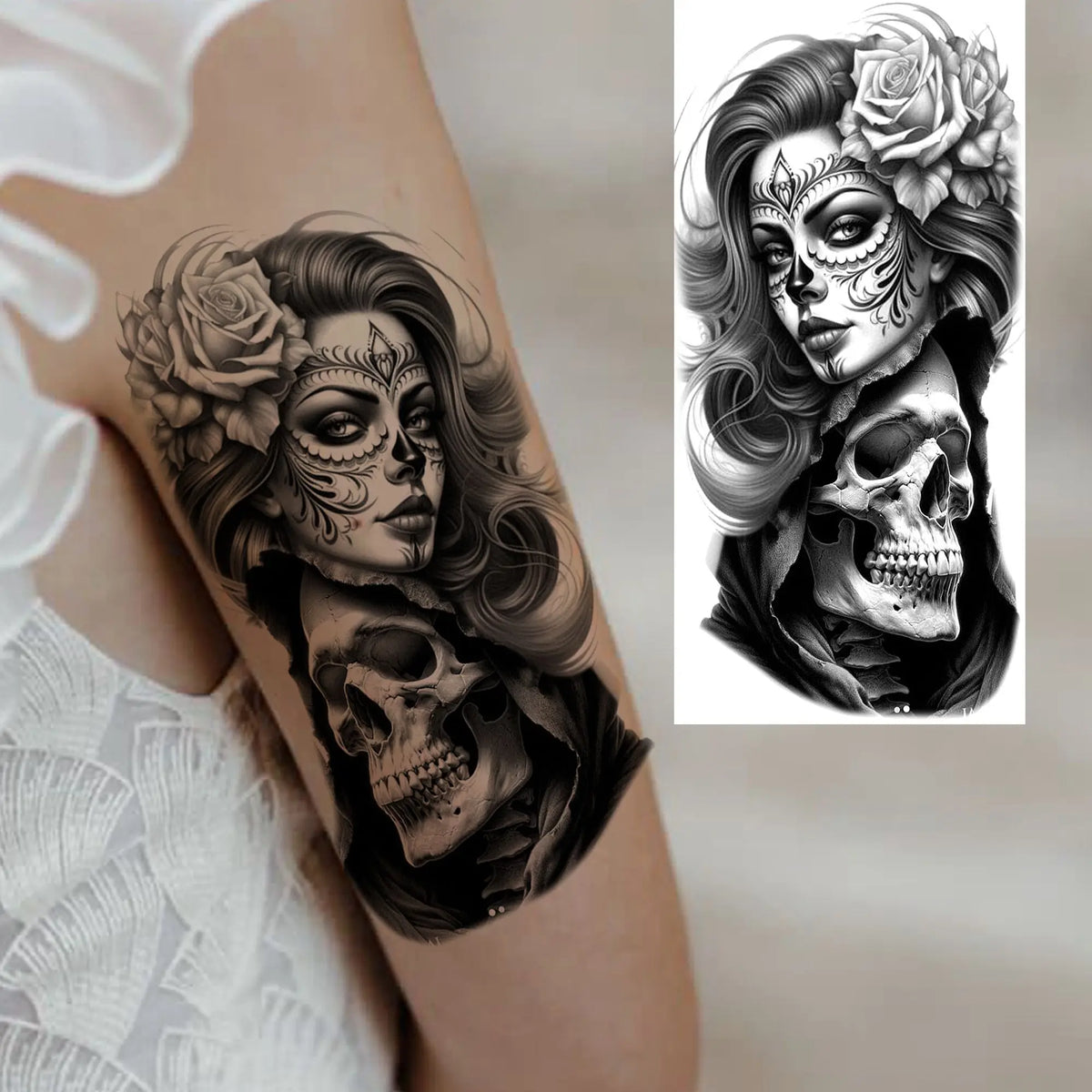 1 Sheets Chicano Prison Gangster Temporary Tattoos For Women Men Adults Fake Tattoo Sticker Water Transfer Self Adhesive Arm Leg