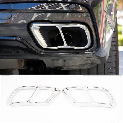 2Pcs Glossy Black Stainless Steel Car Exhaust Muffler Pipe Tip Cover Trim For BMW X5 G05 X6 G06 X7 G07 2019-2025 Accessories ﻿