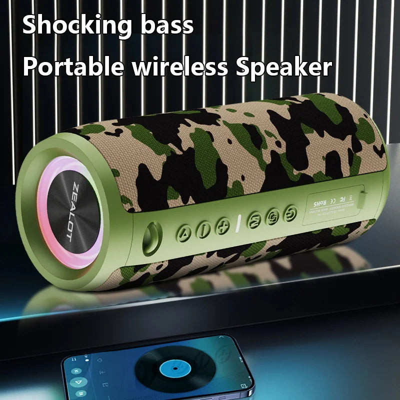 ZEALOT S51 Pro 40W Wireless Speakers, Outdoor Portable Subwoofer Speaker, Waterproof IPX 6,  Dual Pairing,5200mAh Battery.
