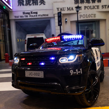 12V Load 30KG Big Size With Remote Control Children's Electric Four-wheel Rechargable Double Drive Toy Battery Police Music Car