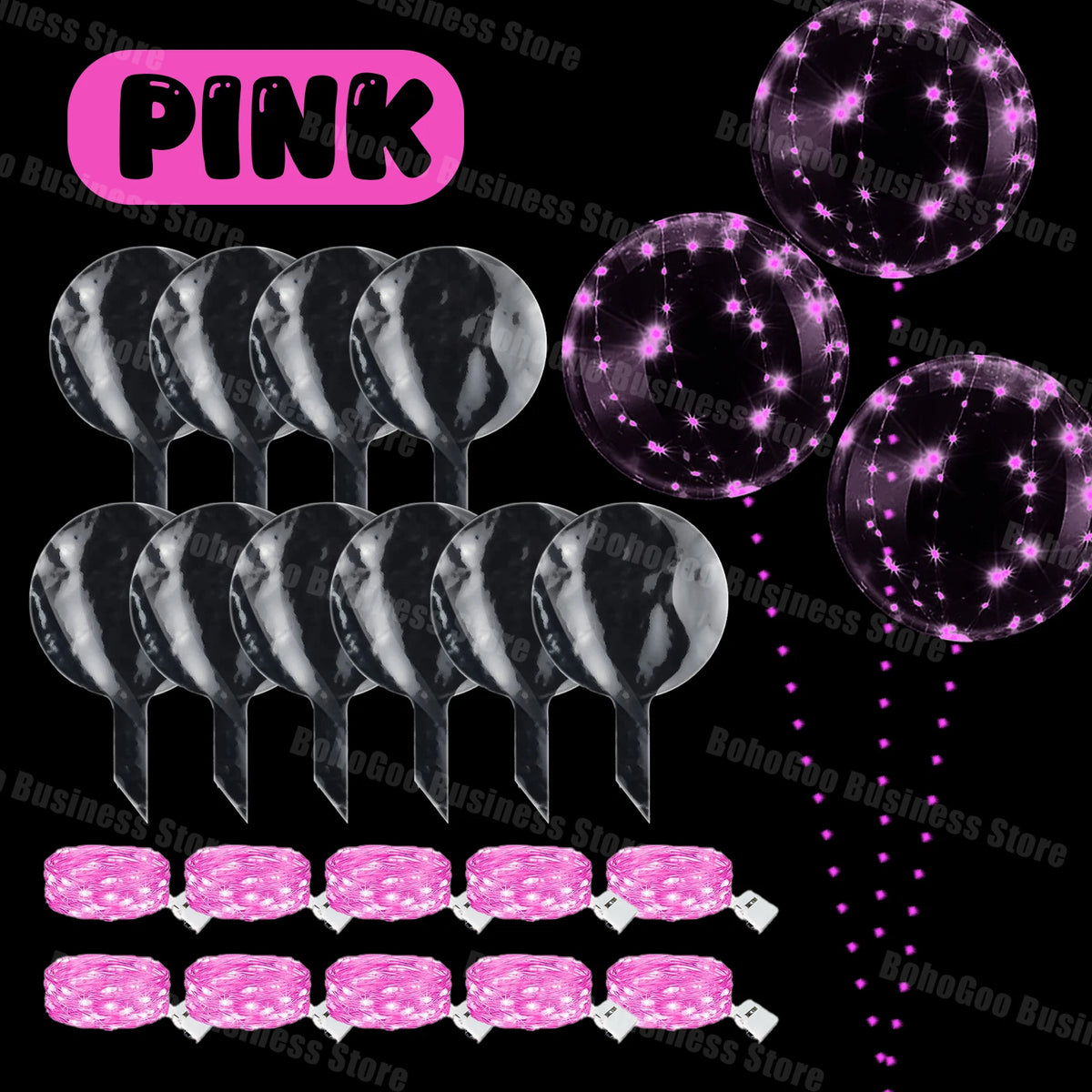 10-100Sets Led Balloons with Batteries Clear Flashing Light Up Balloon for Wedding Proposal Decor Birthday Party Outdoor Yard