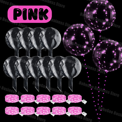 10-100Sets Led Balloons with Batteries Clear Flashing Light Up Balloon for Wedding Proposal Decor Birthday Party Outdoor Yard