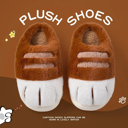 Winter Warm Slipper Women Home Fuzzy Cat Tiger Paw Claw Fur Plush Indoor Lazy man Thermal Furry House Shoe Funny Flat flip flop
