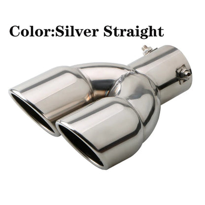63mm Thicken Exhaust Tip Double Outlet Muffler Tip Tail Pipe Universal Exhaust System High Quality Stainless Steel Car Exhaust