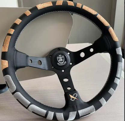 Vertex Sports Steering Wheel Leather Aluminum Alloy Embroidery Racing Modified Auto Parts Universal Car Steering Wheel