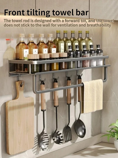 Kitchen Multifunctional Seasoning Storage Rack Wall Mounted Household Bathroom Wall Storage Rack