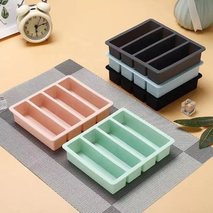 Silicone Ice Mold A box Of Six Bars With A Lid Ice Tray Home Long Tumbler Kitchen Ice Model Juice Mixers Ice-cream Use Dessert