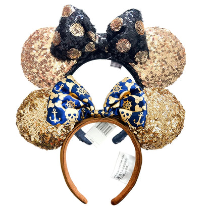 Halloween Minnie Mouse Ear Headband Adults/Child Disneyland Spider Bat PU Leather Bow Ear Women Christmas Gifts