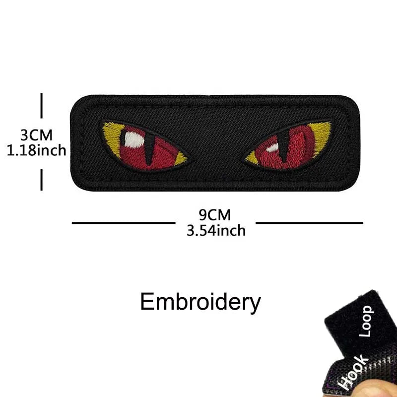 PVC Rhombus Panoramic Eye Patches,Cat Tiger Eyes,Evil Eye Embroidered Clothes Applique, Tactical Patch Gear Noctilucent Badge