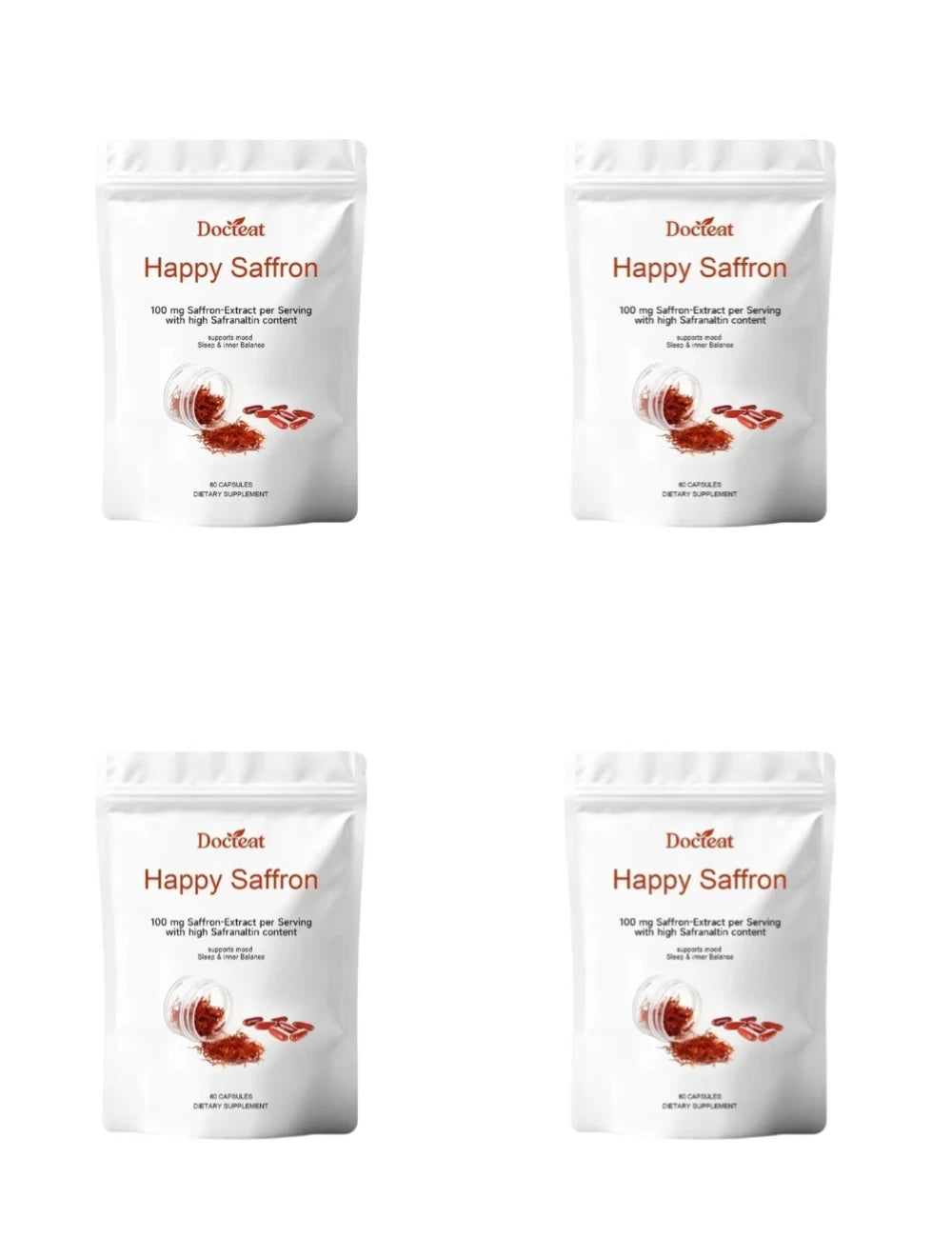 Saffron Extract Capsules for Mood Relaxation 100mg Per Serving High Safranal Saffron Raise Sleep Quality Stress Relief 60 Count