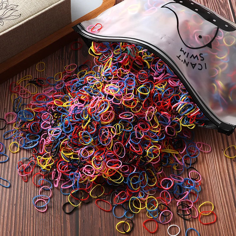 2000Pcs/bag Popular Children's Rubber Band Small Disposable Small Leather Case Tied Headrope Girls Hair Accessories