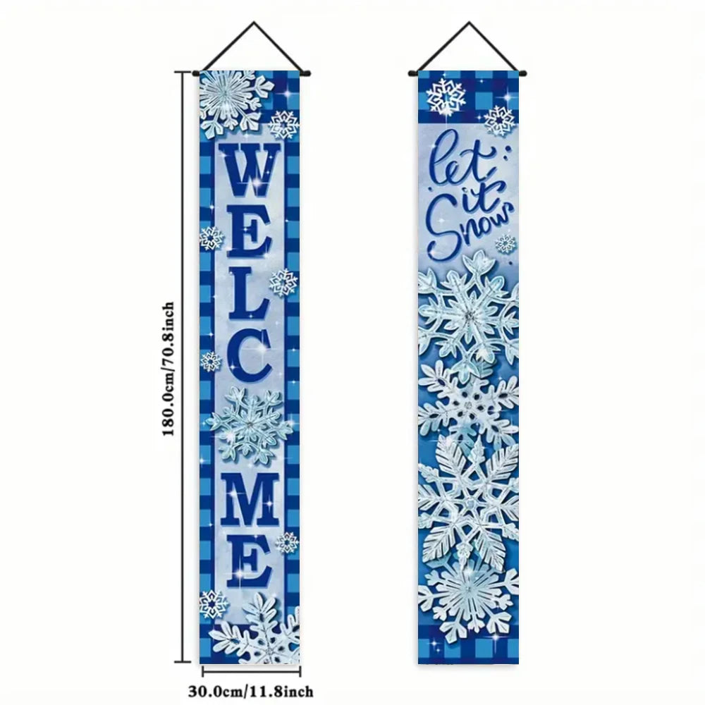 Christmas New Year Decorations Couplet Santa Snowman Door Banner For Home 2025 Xmas Hanging Ornaments Navidad Gift New Year 2026