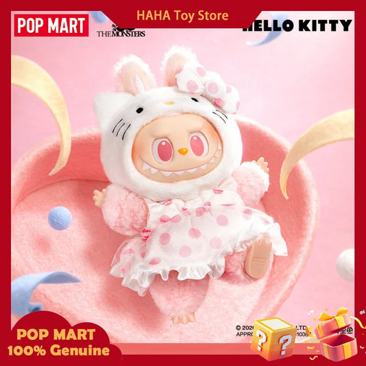 NEW POP MART The Monsters X Sanrio Family Labubu Hello Kitty Kuromi Vinyl Plush Doll Keychain Blind Box Kawaii Toys Kids Gift