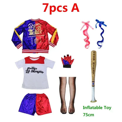 2026 N Top Quality Girls  Suicide Harley Cosplay Costumes  Monster Stitched Jacket Pants Sets Halloween Costume